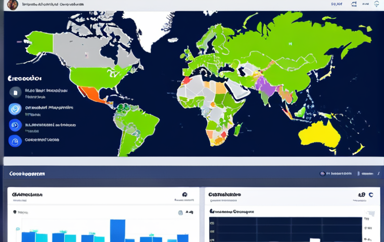 **
A split-screen image. On the left, a world map highlights different regions, each with a popular social media logo overlaid (Facebook, Instagram, TikTok, LINE, etc.). On the right, data dashboards display analytics showing varying engagement levels for each platform by region. The overall feel is clean, modern, and data-driven, suggesting the importance of understanding different channel preferences in overseas markets. Color scheme uses blues, greens, and grays, with pops of color from the social media logos.
**