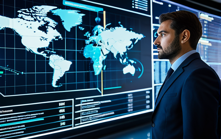 A professional business executive, deep in thought, standing in a sophisticated global market intelligence hub. Large, interactive holographic displays project intricate data visualizations, real-time economic indicators, and illuminated world maps. The executive is impeccably dressed in a modest business suit, appropriate attire. The scene is lit with modern, strategic lighting, emphasizing the futuristic technology and global connectivity. Perfect anatomy, correct proportions, natural pose, well-formed hands, proper finger count, natural body proportions. Professional photography, high-resolution, sharp focus, vibrant colors. Fully clothed, safe for work, appropriate content, professional.