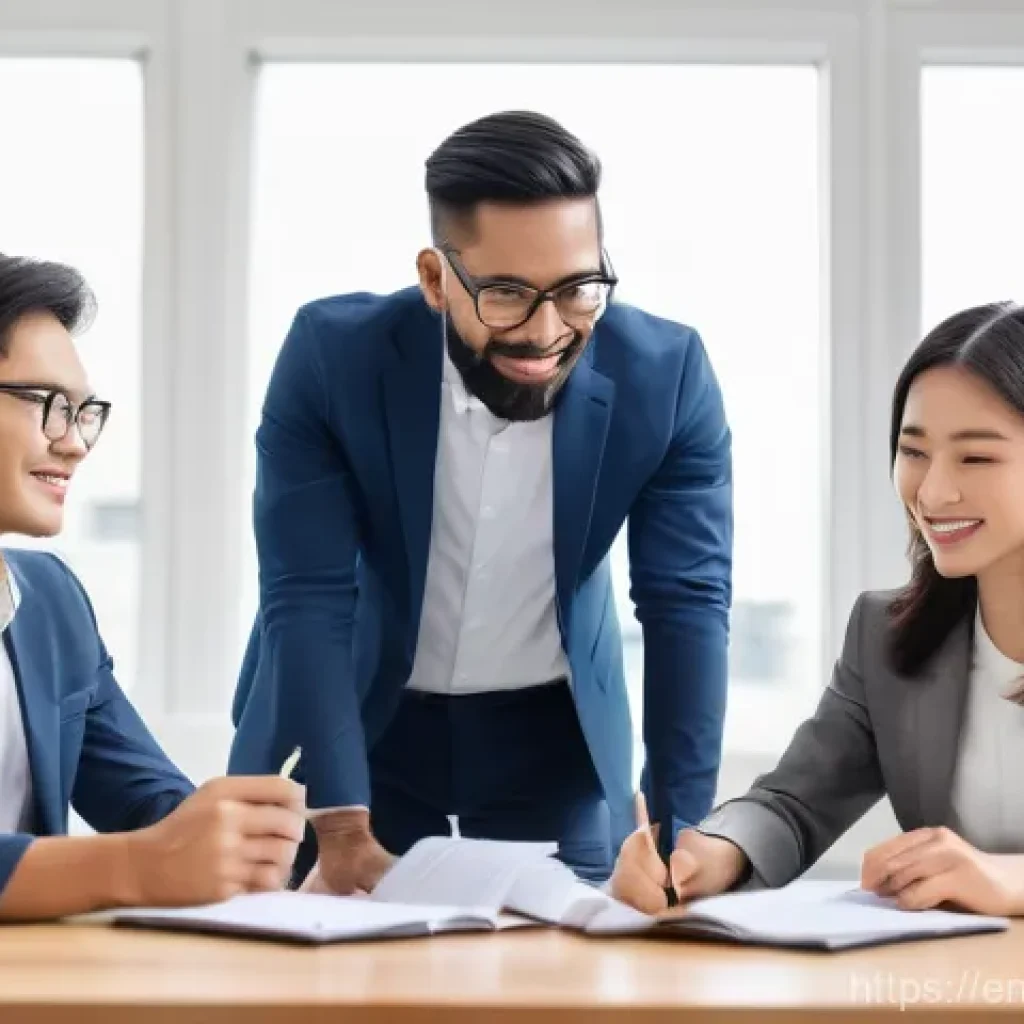 해외마케팅 클라이언트 미팅 준비 - A diverse group of professionals from various global backgrounds (e.g., a person of East Asian desce...