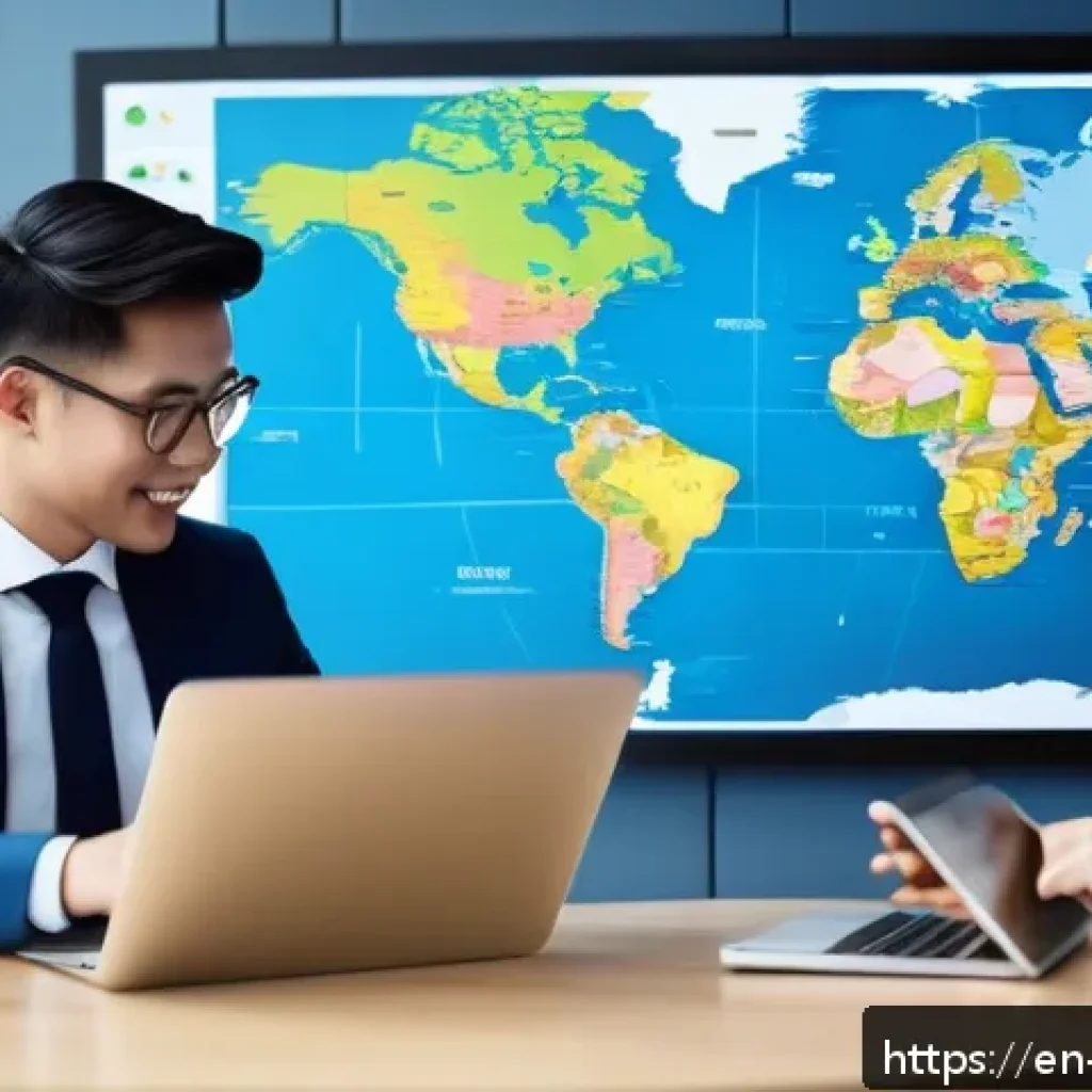 해외마케팅 심화 과정 추천 - A dynamic global marketing strategy meeting scene featuring a diverse team of mid-level marketers co...